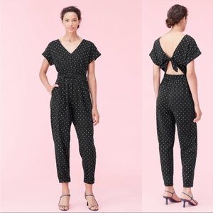 La Vie Rebecca Taylor Romy Polka Dot Tie Back Jumpsuit